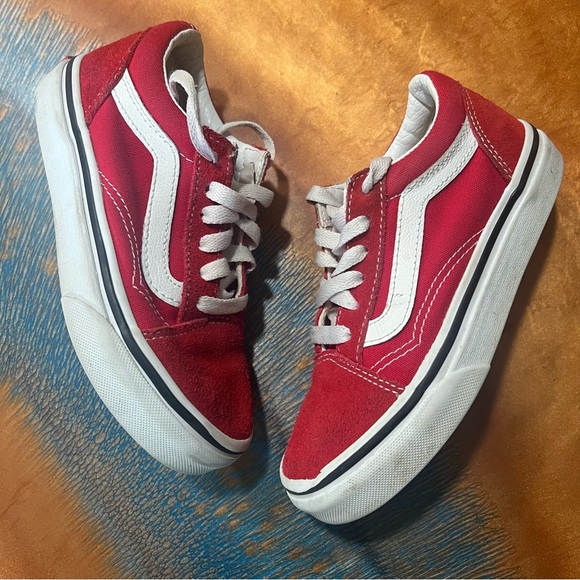 VANS old Skool Red White Suede Canvas Shoes size 12.5 - Picture 2 of 11